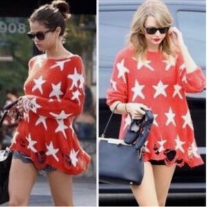 Wildfox red with white stars sweater